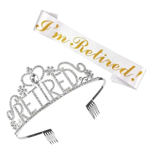 Générique 1 Ensemble Bandeau Bandoulière Robe De Retraite Ceinture De Retraite Accessoires De Cheveux De Mariée Décorations D'Anniversaire Anniversaire Couronne Ceinture Or Pour Les Femmes