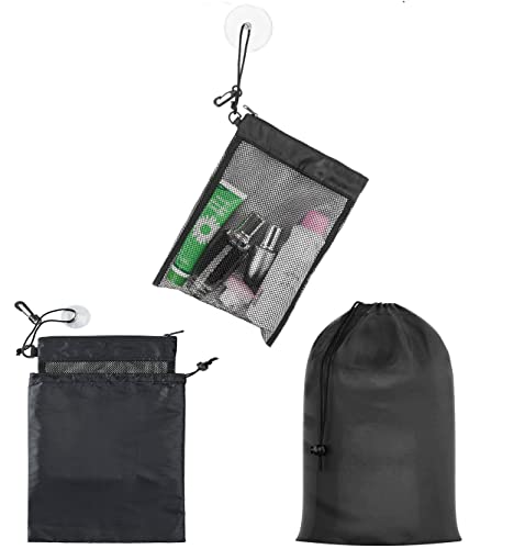 tifee Waterproof Multifunctional Toiletry Shower Bag for Gym,Shower Bag Tote, Mesh Caddy Toiletry Organizer, Compact and Lightweight With Suction Cup, Cord for Hanging, Zipper and Drawstring Pouch
