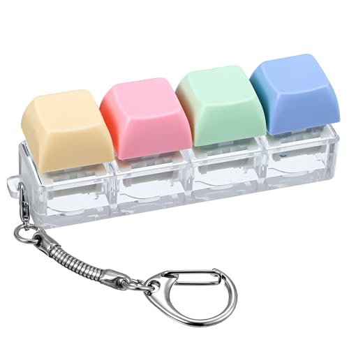 Mabor Fidget Keyboard Clicker, Keyboard Keychain of 4 Colors Decompression Keycap Button Stress Relief Gifts for Adult Women Men to Relief Stress Pass Time