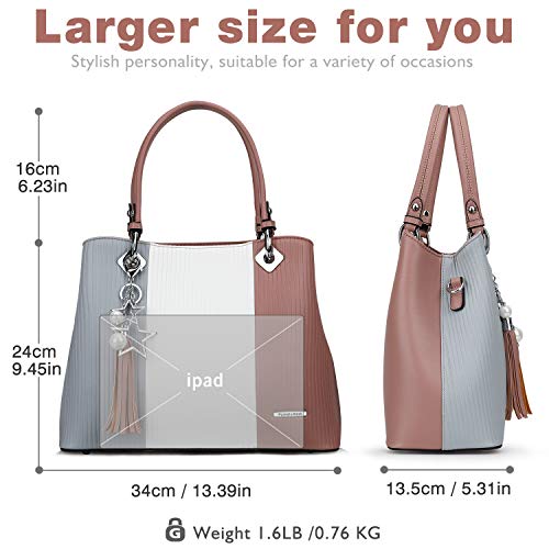 Handbags for Women with Multiple Internal Pockets in Pretty Color Combination (Extra Large - Purple)