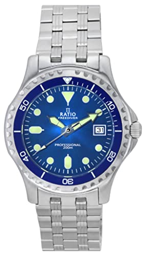 Image of RATIO FreeDiver Sapphire Crystal Quartz Analog Stainless Steel Diver Watch 200M Water Resistant Casual Formal wear Dive Watch