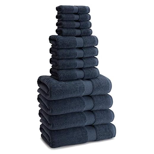 Kassatex Atelier 12 Piece Towel Set, Made in Turkey - 100% Turkish Cotton - Batic Blue