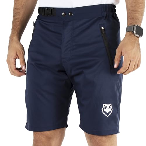 Andean Trails, Pantalones cortos de ciclismo de montaña, pantalones cortos de bicicleta para hombre, repelentes al agua, Azul, XX-Large