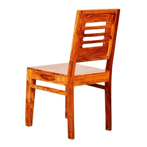 Image of Sheesham Wood Dining Chairs Set of 2 Wooden Multipurpose Seating Chair for Dining Room Home (Maple Finish)