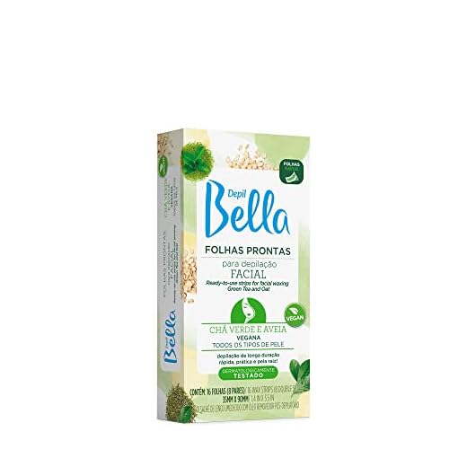 FOLHAS PRONTAS PARA DEPILAÇÃO FACIAL CHÁ VERDE E AVEIA DEPIL BELLA 16FLS
