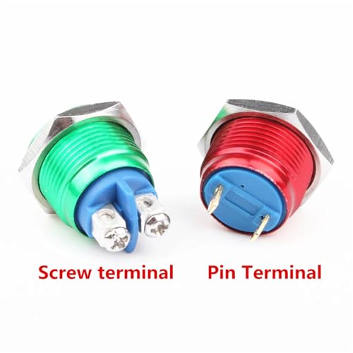 Botón de reinicio de metal de 16 mm plano y redondo con terminales de tornillo duraderos 3