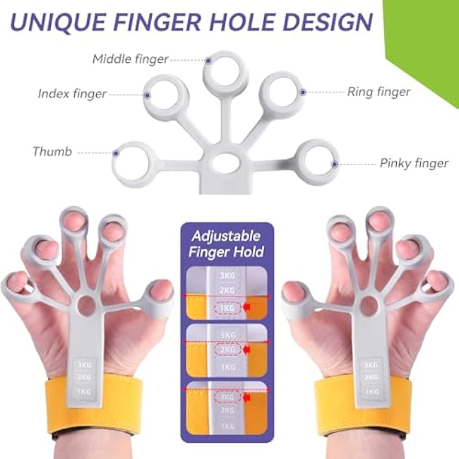 Forearm and Grip Strength Trainer, Finger and Hand Gripper Strengthener, Wrist and Hand Exercisers for Strength with 3 Levels, Relieve Pain Arthritis (Grey)