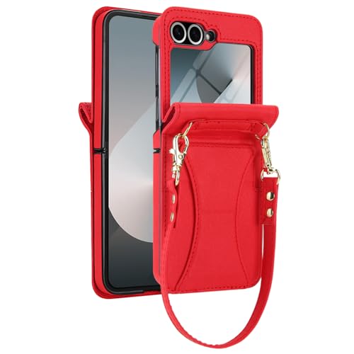 Coque cuir Samsung Z Flip 7 rouge ultra mince boîtier business chic haut de gamme