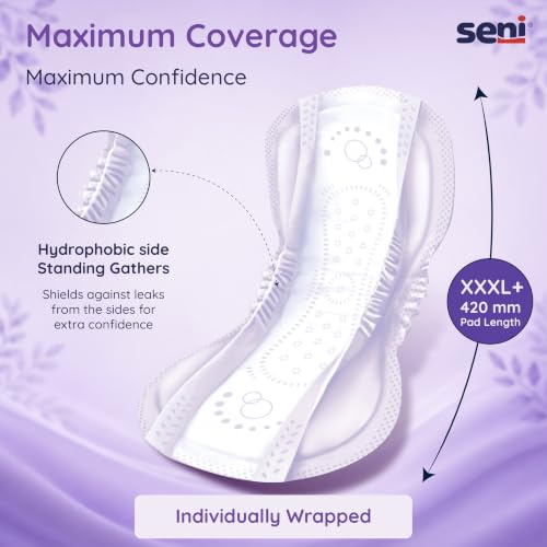 Image of Seni Lady Premium Women Ultimate Long Bladder Control Pads - 26 pcs | Overnight Bladder leakage Protection | Highly Absorbent | Rash Free | Breathable & Comfortable