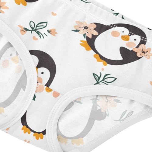 Wusikd Cute Penguins Girls' Underwear Cotton Flowers Girls Briefs Soft Toddler Underwear 2T4