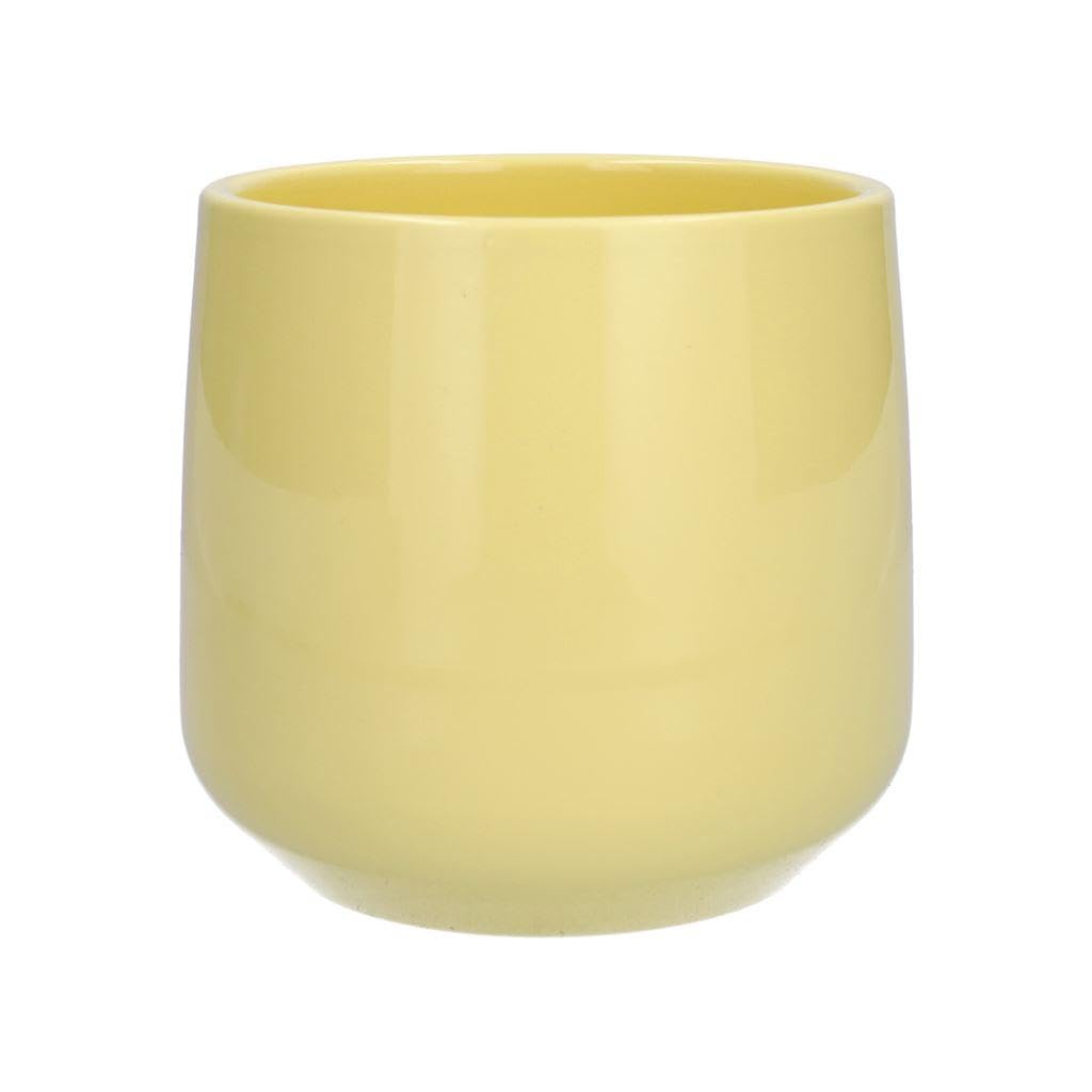 INNA-Glas Übertopf ZIOKA aus Keramik, matt-gelb, 26 cm, Ø 29 cm - Deko Topf