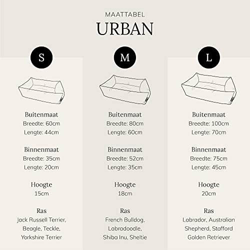 District 70 URBAN - Stoere design hondenmand - Imitatie leer - Verkrijgbaar in drie maten - Donkergrijs, Latte of Taupe - Kleur: Latte, Maat: S - 60 x 44 x 15 cm