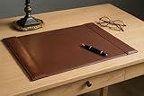DACASSO 30 x 18, Brown Bonded Leather Desk Pad with Side Rails - Luxury Leather Desk Blotter for Writing