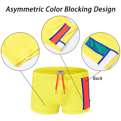 Men's Swimwear Adjustable Drawstring Double Layer Lined Bulge Pouch Swim Trunks Swimsuit Square Leg2