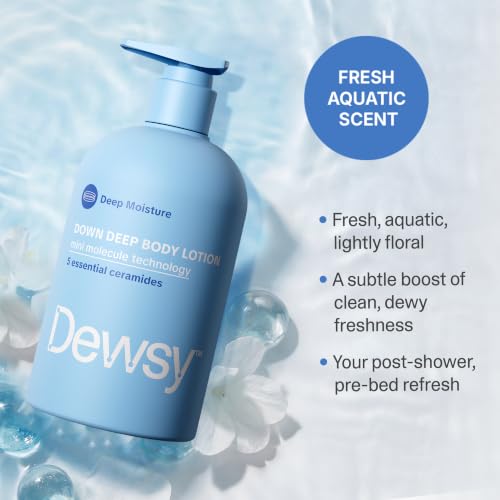 Image of Down Deep Ceramide Body Lotion for Dry Skin, Scented, Hydrating Body Moisturizer with 5 Ceramides and Mini Molecule Technology, Fast-Absorbing Facial-Grade Skincare, 16 oz