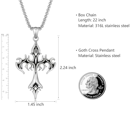 Cross Necklace for Men Silver Cross Chain Stainless Steel Pendant for Women Goth Necklace Gothic Christian Jewelry2