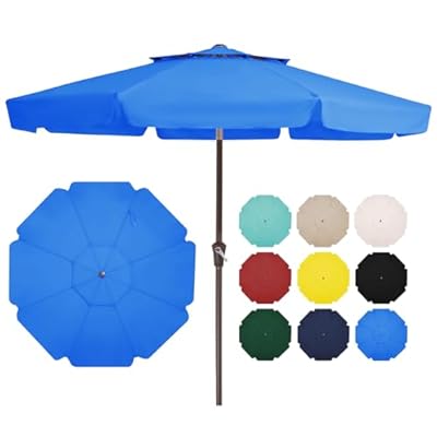 JEAREY 10 FT 2-Tiers Patio Umbrellas Outdoor Large Market Umbrella With Tilt Push Button & Crank Lift System 8 Sturdy Ribs UV Protection Waterproof Sunproof Royal Blue