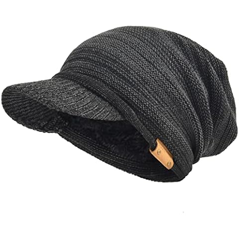 VECRY Men's Oversize Slouch Beanie Slouchy Skullcap Large Baggy Hat (Visor-Dgrey) Cover