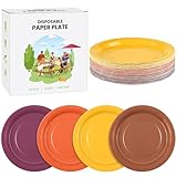 Kochorie 60 Pieces Fall Disposable Paper Plates 9 Inch Heavy Duty Dinner Plates, Solid Color, Thanksgiving Table Decorations Party Supplies for Birthdays, Weddings, Daily Use