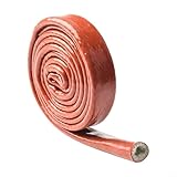 Filteilect Silikon-Glasfaser-Hitzeschutz, Rohrleitungsschutz, schwer entflammbar, hitzebeständig, elektrische Isolierung, Rot, 1,5 m, mehrere Größen (10 mm)