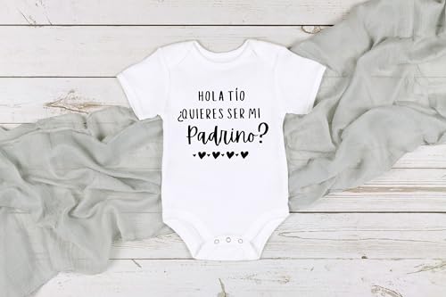 Hola Tio Quieres Ser Mi Padrino Baby Bodysuit | Uncle | Baptism Jumpsuit | Godfather | Bautizo2