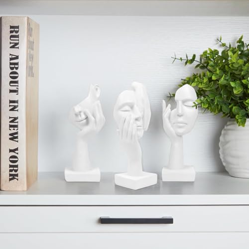 Irayin 3 Pcs Thinker Statue, Modern Home Resin Sculptures, Abstract Art Ornaments Modern Home Decor, Collectible Figurines for Living Room, Office, Bookshelf, Desktop(White) - Image 5