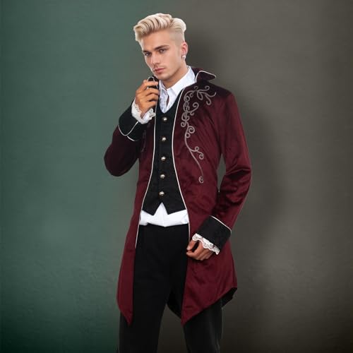 Veste médiévale steampunk homme à queue-de-morue, finitions Renaissance - 3