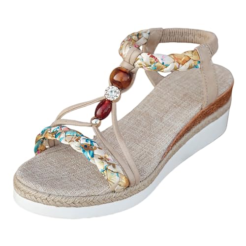 Sandales d'été pour femmes avec strass et semelle marche confortable