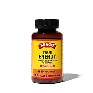 Bragg Apple Cider Vinegar True Energy Capsules – 6 B Vitamins – Caffeine Free – 750mg of Acetic Acid – Weight Management – Non-GMO, Vegan, Gluten Free, No Sugar – (90 Pills) (1)
