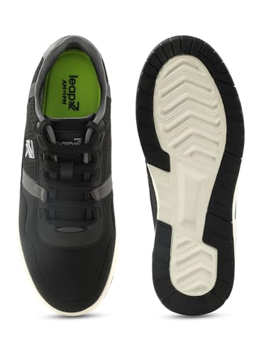 Image of Liberty Leap7x NEXTER-3E Men Sports Running Shoes - Black & White | Comfortable and Durable Lace-Up Closure - Suitable for Lacing Walking, Gym, Jogging and Outdoor Shoes for Man - Cushioned Footbed
