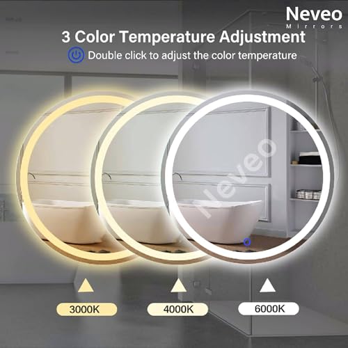 Image of Round 3in1 led Light Mirror with Touch Sensor on /Off and Brightness Controls for Bathroom washbasin Vanity Hallway Bedroom Kitchen (Combo(R1-R2))