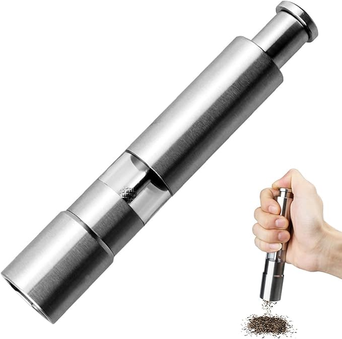 Vrutwa™ Stainless Steel Heavy Quality Salt and Pepper Miller Grinder | Hand Thumb Press Crusher Set Machine with Stylish Design for Grinding Salt and Black Pepper-picture-40