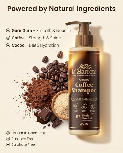 Image of Premium Choco Coffee Shampoo, Strength, Shine & Smooth Hair, with Guar Gum, Cocoa, Sulphate & Paraben Free, 200 ml (Coffee P-1)