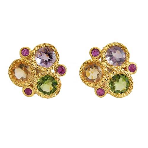 Boucles d'oreilles citrine et améthyste, le bijou coloré pour illuminer vos tenues