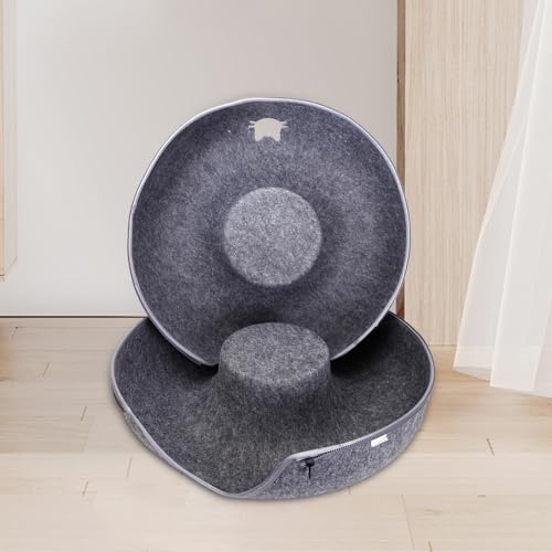 Cat-Tunnel-Bed-for-Indoor-Cats-Scratch-Resistant-Donut-Cat-Bed-Cave-Indoor-Cat-Hideout-Detachable-Round-Felt-Washable-Interior-Cat-Play-Tunnel-for-Small-Pets