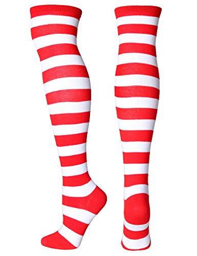 Womens Thigh High Socks Bold Horizontal Over Knee Multi Color Costume Christmas