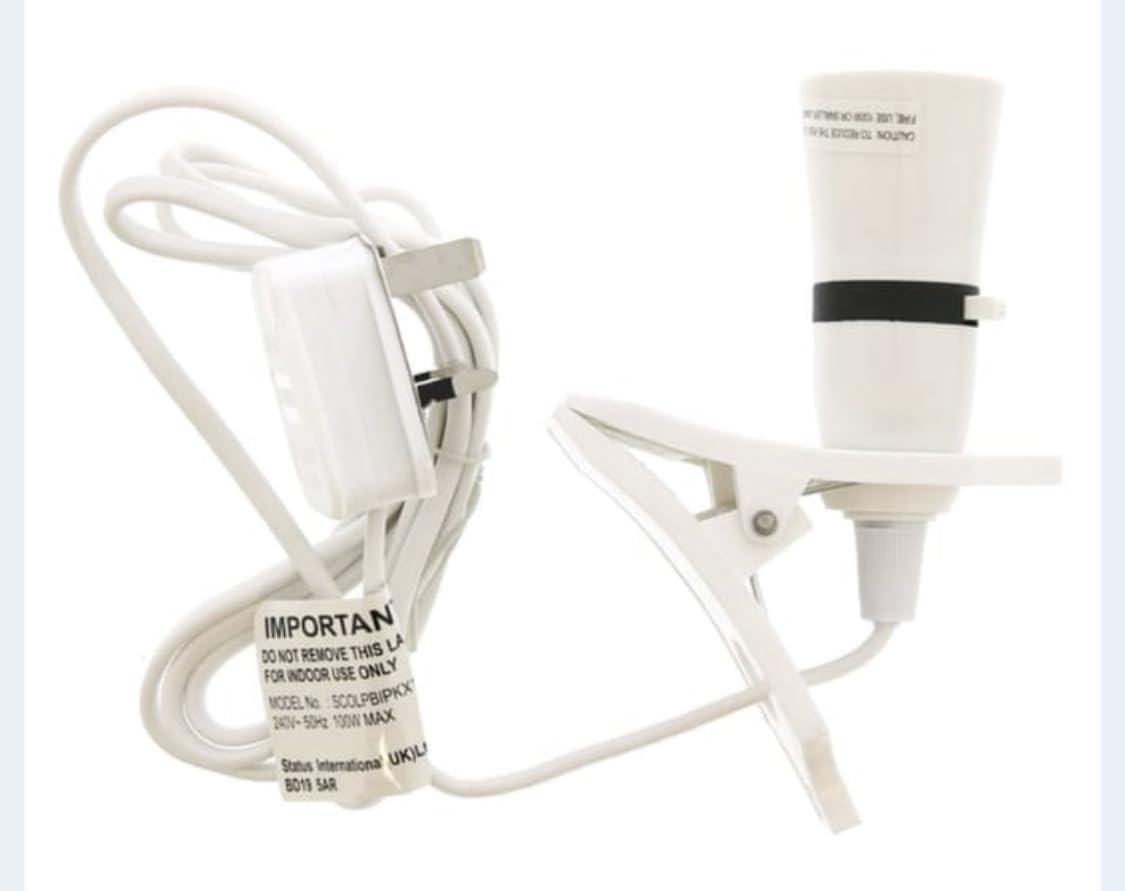 Clip Desk Lamp Holder UK Plug (Set of 1) Light Bulb Socket Base with Switch,Scratch Free Clip 2M Cable Portable Fixed On The Desk Table Socket Bayonet Bulb Holder for Lighting at Home,Office & Shop