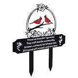 Kardinal Friedhofsdekoration für Friedhof, Metall Grabstein Gedenkmarker mit Gedicht Wetterfest Außenhof Garten Grabstaken für Verlust von Vater Mutter