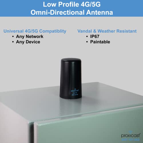 Image of Proxicast Vandal Resistant Low Profile 4G /5G Omni-Directional Screw Mount Antenna - 10 ft Coax Lead - for Cisco, Cradlepoint, Digi, Pepwave, Sierra Wireless and Others (ANT-121-002)