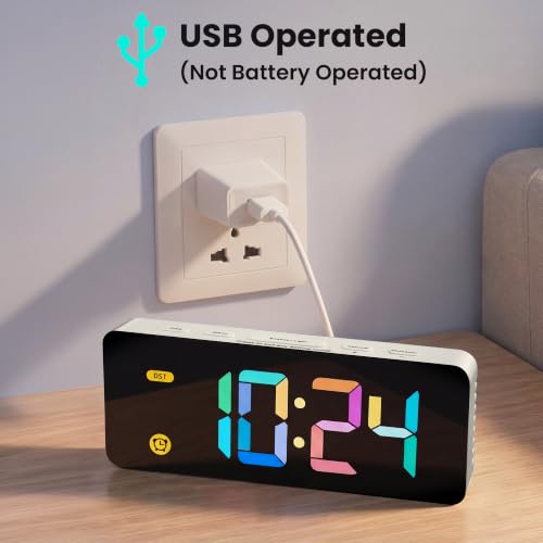 HODIK Alarm Clock for Kids -Digital Clock with 7 Color, 4 Dimmable Backlight & 3 Adjustable Volumes, 12/24 Hour, Snooze, Small Clocks for Classroom Bedroom - Image 3