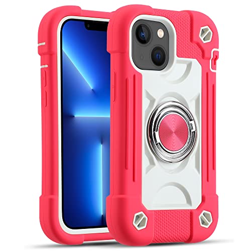 Image of MARKILL Compatible with iPhone with Built-in 360Rotating Ring Stand, Military Grade Drop Protection Full Body Rugged Heavy Duty Case Durable Cover (Hot Pink, iPhone 13 mini /12 mini 5.4 inch)