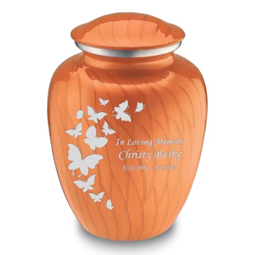 Image of Geturns Embrace Adult Custom Butterfly Cremation Urns for Human Ashes I Pearl Orange Large Funeral Urn for Female and Male I 200 lbs (Pearl Orange)