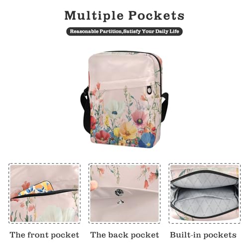 messenger bag crossbody bag Women's Purse Adjustable Strap for work work - Bloom Flowers Floral Weeds Spring2