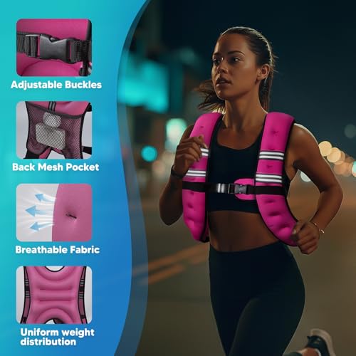 Image of Weighted Vest, 6lb /8lb /12lb /16lb /20lb /25lb /30lb Weight Vest with Reflective Stripe, for Men Women Workout Equipment for Strength Training, Running, Jogging, Fitness, Weight Loss