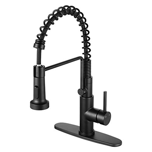 Hottest Sales KOKOSIRI Lead-Free Kitchen Faucet Commercial Single Hangle Kitchen Sink Faucets Stainless Steel Spring Hot & Cold Water Sink Mixer, Matte Black, A2009BK