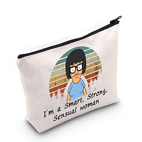 TSOTMO Tina Belcher Zipper Makeup Case Burgers Inspired Gift For Tina Fans Cartoon Gift Burger Gift Cartoon TV Show Merchandise Gifts For Women (I'm a Smart)