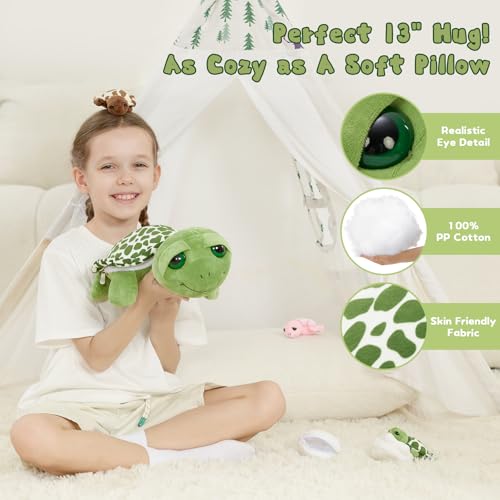 Image of Talking Sea Turel Stuffed Animal with 3 Babies & 2 Eggs, 14 inch
