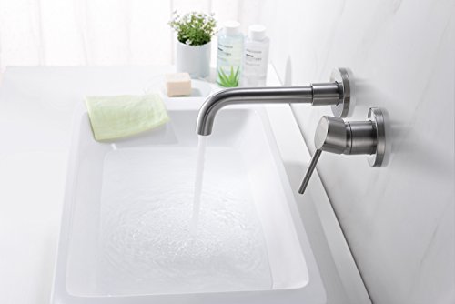 Sumerain Wall Mount Bathroom Faucets Brushed Nickel,Single Handle Wall Mount Faucet With Brass Rough-In Valve #TOP4