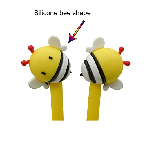 Lopenle 8Pcs Funny Bees Pens Novelty Animal Gel Pens Cute Yellow Honeybees Pens Silicone Topper Gel Pen 0.5Mm Black Ink For Kids School Home Office Stationery Store #TOP1