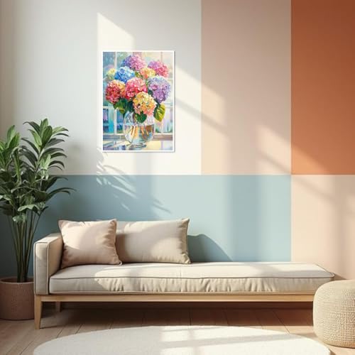 Image of Kaixine Floral Stamped Cross Stitch Kits, Colorful Flowers Cross Stitch Ornament Kits for Adults Beginners, Counted Embroidery Needlepoint Kits Home Decor 12x16 Inch